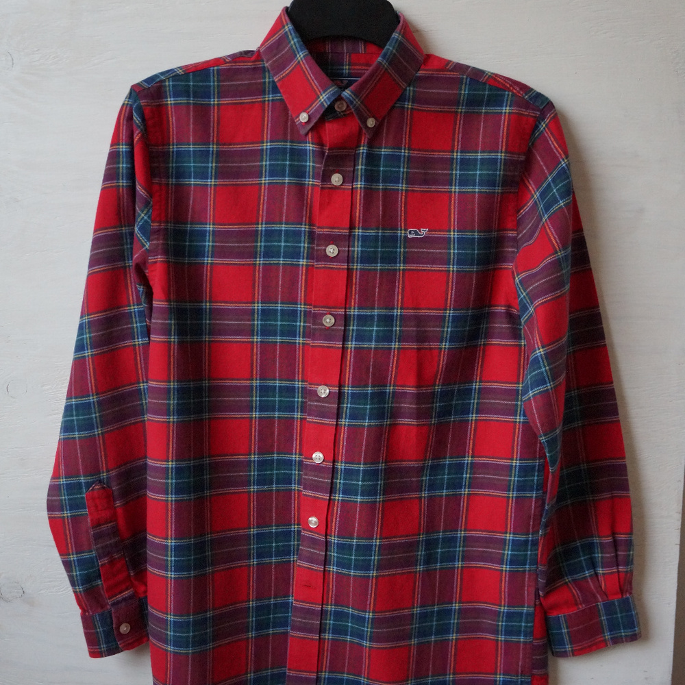 Vineyard Vines Red Tartan Holiday Plaid Shirt XS or S